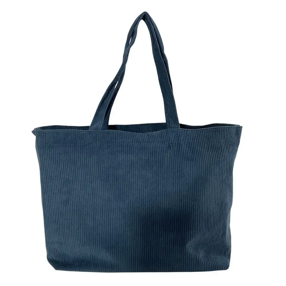 Sezane Corduroy Blue Tote Bag - Picture 2 of 5